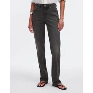 J. Crew Mid Rise 90s Classic Straight Fit Jeans in Charcoal Wash Black